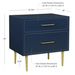 Kirkland's Home Nightstands-2-Drawer Nightstand With Gold Hardware