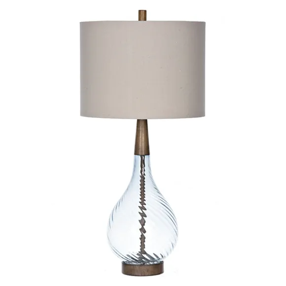 Kirkland's Home Table Lamps-Dusty Gray Blue Nora Glass Table Lamp