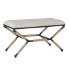 Kirkland's Home Benches & Ottomans-Eclectic Black And White Striped X Frame Bench