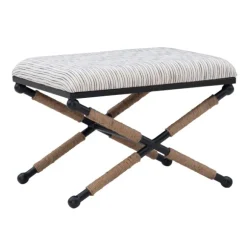 Kirkland's Home Benches & Ottomans-Eclectic Black And White Striped X Frame Stool