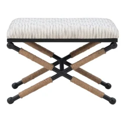 Kirkland's Home Benches & Ottomans-Eclectic Black And White Striped X Frame Stool