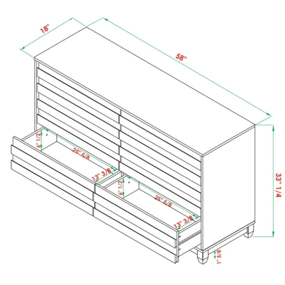 Kirkland's Home Dressers & Chests-Eco Pine Wood Channeled Drawer Dresser
