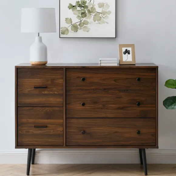 Kirkland's Home Dressers & Chests-Eden Dark Walnut Tapered Legs Dresser