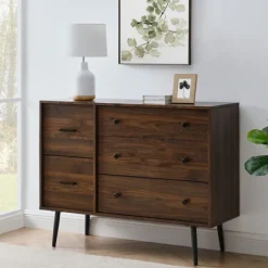 Kirkland's Home Dressers & Chests-Eden Dark Walnut Tapered Legs Dresser