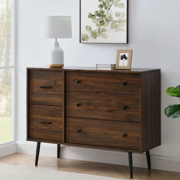 Kirkland's Home Dressers & Chests-Eden Dark Walnut Tapered Legs Dresser