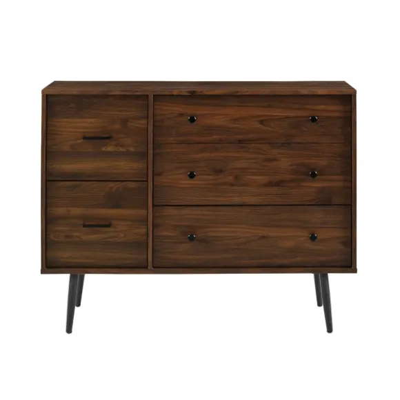 Kirkland's Home Dressers & Chests-Eden Dark Walnut Tapered Legs Dresser