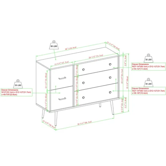 Kirkland's Home Dressers & Chests-Eden Dark Walnut Tapered Legs Dresser