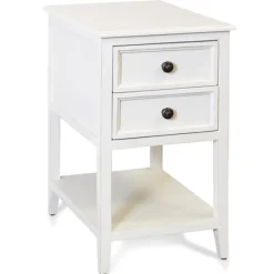 Kirkland's Home Accent & End Tables-Eggshell Slim Side Table With Shelf