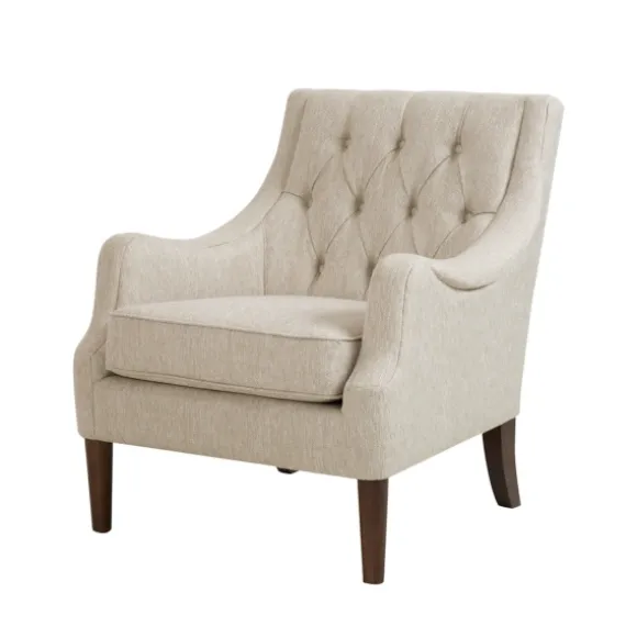 Kirkland's Home Accent Chairs-Elle Tufted Cream Accent Chair