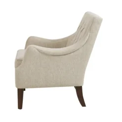 Kirkland's Home Accent Chairs-Elle Tufted Cream Accent Chair