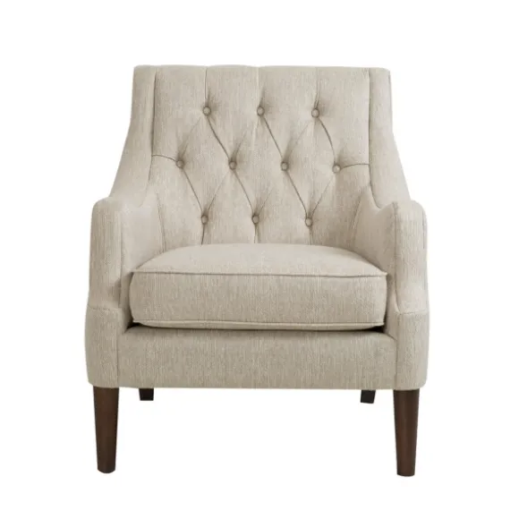 Kirkland's Home Accent Chairs-Elle Tufted Cream Accent Chair