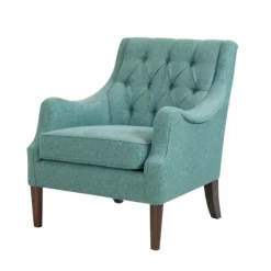 Kirkland's Home Accent Chairs-Elle Tufted Teal Accent Chair