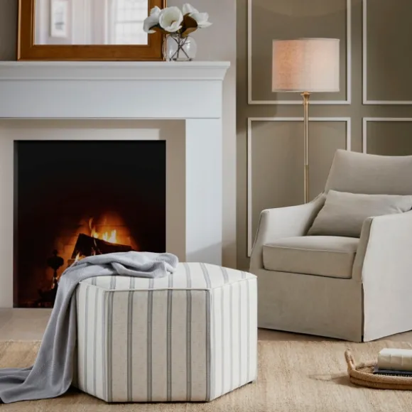 Kirkland's Home Benches & Ottomans-Ellen Stripe Martha Stewart Cocktail Ottoman