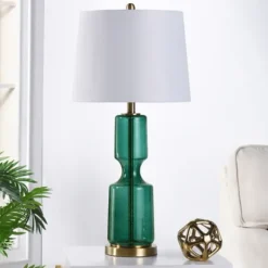 Kirkland's Home Table Lamps-Emerald Seeded Glass Table Lamp