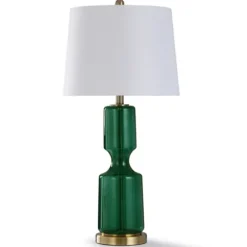 Kirkland's Home Table Lamps-Emerald Seeded Glass Table Lamp