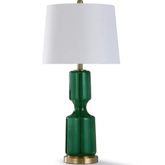 Kirkland's Home Table Lamps-Emerald Seeded Glass Table Lamp