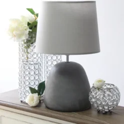 Kirkland's Home Table Lamps-Emma Concrete Table Lamp With Shade