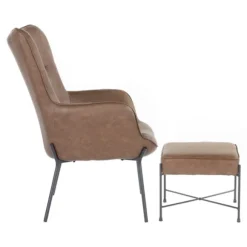 Kirkland's Home Accent Chairs-Espresso Faux Leather 2-Pc. Chair And Ottoman Set