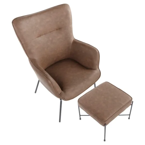 Kirkland's Home Accent Chairs-Espresso Faux Leather 2-Pc. Chair And Ottoman Set