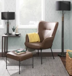 Kirkland's Home Accent Chairs-Espresso Faux Leather 2-Pc. Chair And Ottoman Set