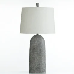 Kirkland's Home Table Lamps-Etched Gray Transitional Table Lamp