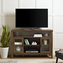 Kirkland's Home Tv Stands & Media Consoles-Farmhouse Highboy Dark Walnut Tv Stand
