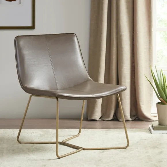 Kirkland's Home Accent Chairs-Faux Leather Accent Chair With Gold Base