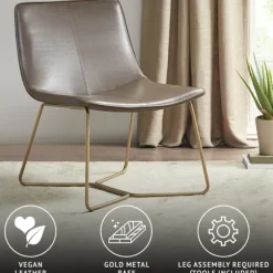 Kirkland's Home Accent Chairs-Faux Leather Accent Chair With Gold Base