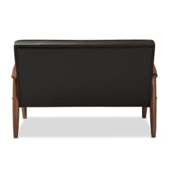 Kirkland's Home Sofas & Loveseats-Faux Leather And Rubberwood Loveseat, 49 In.