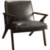 Kirkland's Home Accent Chairs-Faux Leather And Wood Accent Chair