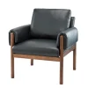Kirkland's Home Accent Chairs-Faux Leather And Wood Accent Chair