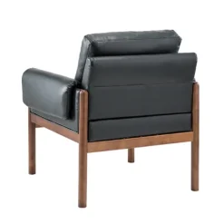 Kirkland's Home Accent Chairs-Faux Leather And Wood Accent Chair