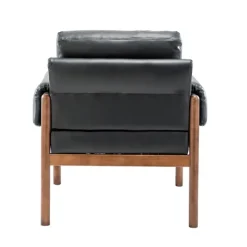 Kirkland's Home Accent Chairs-Faux Leather And Wood Accent Chair