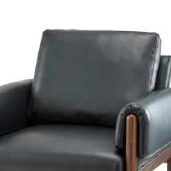 Kirkland's Home Accent Chairs-Faux Leather And Wood Accent Chair