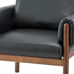 Kirkland's Home Accent Chairs-Faux Leather And Wood Accent Chair