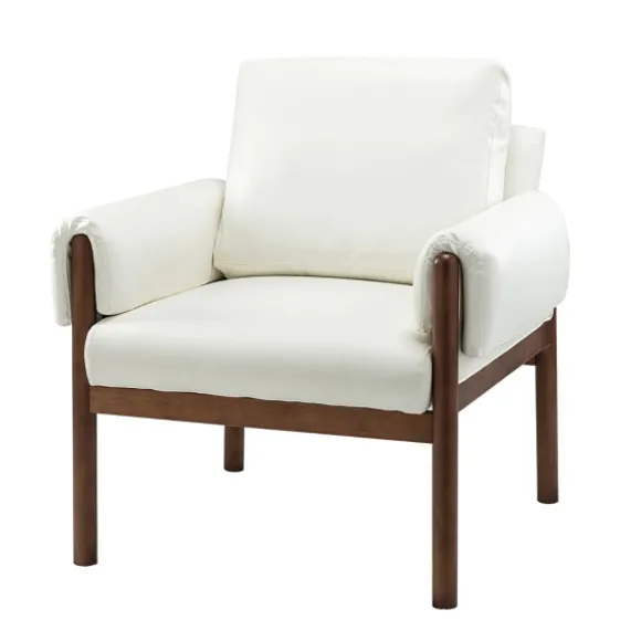Kirkland's Home Accent Chairs-Faux Leather And Wood Accent Chair