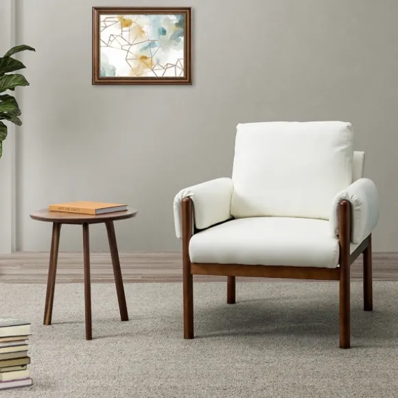 Kirkland's Home Accent Chairs-Faux Leather And Wood Accent Chair