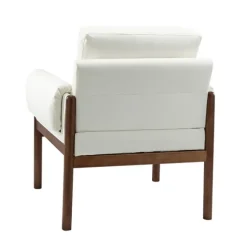Kirkland's Home Accent Chairs-Faux Leather And Wood Accent Chair