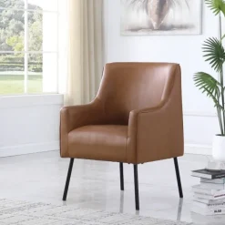 Kirkland's Home Accent Chairs-Faux Leather Black Legs Accent Chair