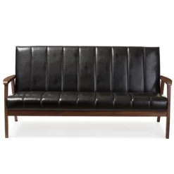 Kirkland's Home Sofas & Loveseats-Faux Leather Channel Sofa, 63 In.