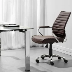 Kirkland's Home Office Furniture-Faux Leather Channeled Office Chair