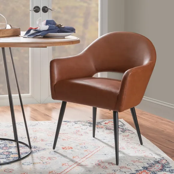 Kirkland's Home Dining Chairs-Faux Leather Curved Open Back Dining Chair