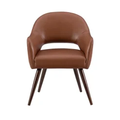 Kirkland's Home Dining Chairs-Faux Leather Curved Open Back Dining Chair