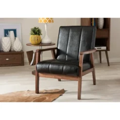 Kirkland's Home Accent Chairs-Faux Leather Kegan Accent Chair