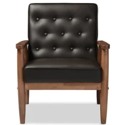 Kirkland's Home Accent Chairs-Faux Leather Mid-Century Modern Accent Chair