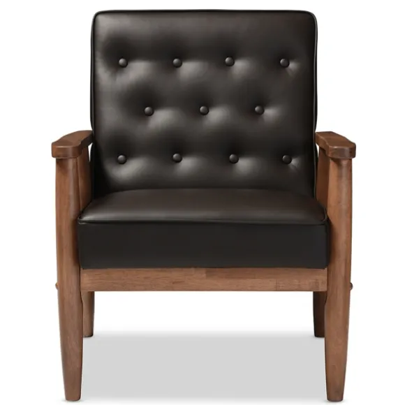 Kirkland's Home Accent Chairs-Faux Leather Mid-Century Modern Accent Chair