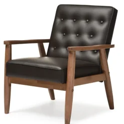 Kirkland's Home Accent Chairs-Faux Leather Mid-Century Modern Accent Chair