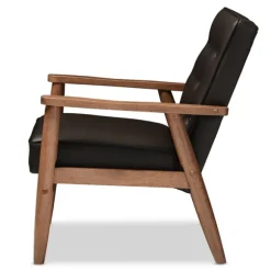 Kirkland's Home Accent Chairs-Faux Leather Mid-Century Modern Accent Chair