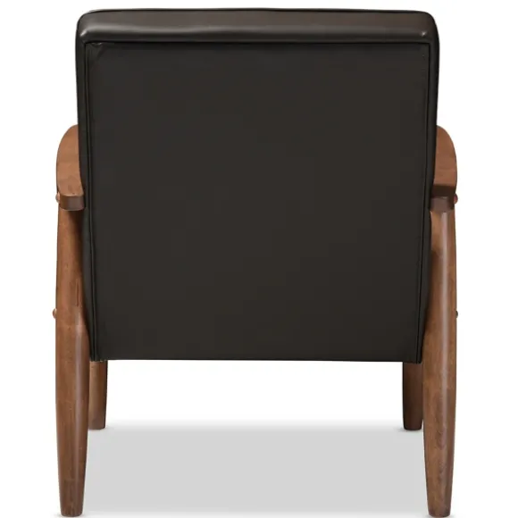 Kirkland's Home Accent Chairs-Faux Leather Mid-Century Modern Accent Chair