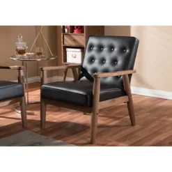Kirkland's Home Accent Chairs-Faux Leather Mid-Century Modern Accent Chair